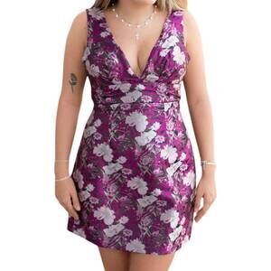 NEW B.RIGHT floral jacquard dress in purple